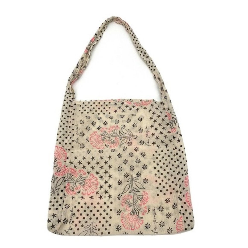 Free People Cloth Linen Purse Tote Shoulder Bag